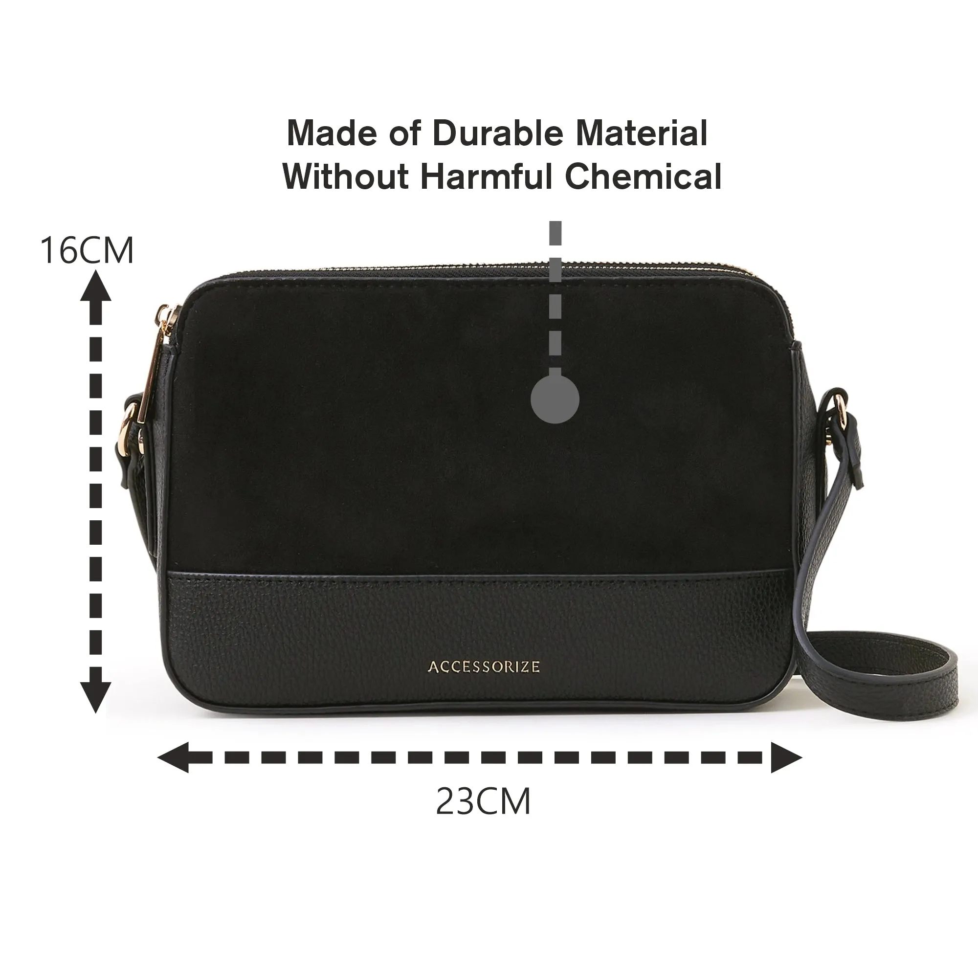 Accessorize London Women's Black Suedette Classic Cross-Body Bag