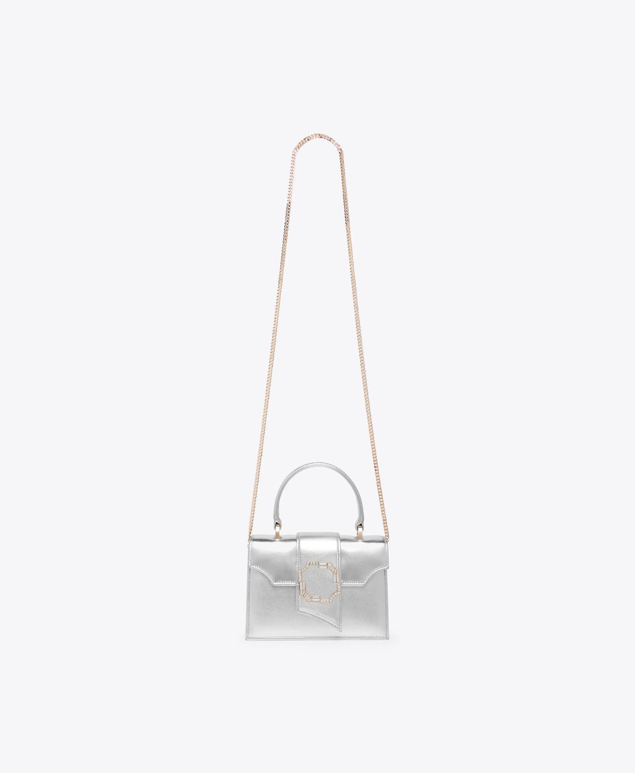 Audrey Silver Leather Mini Handbag