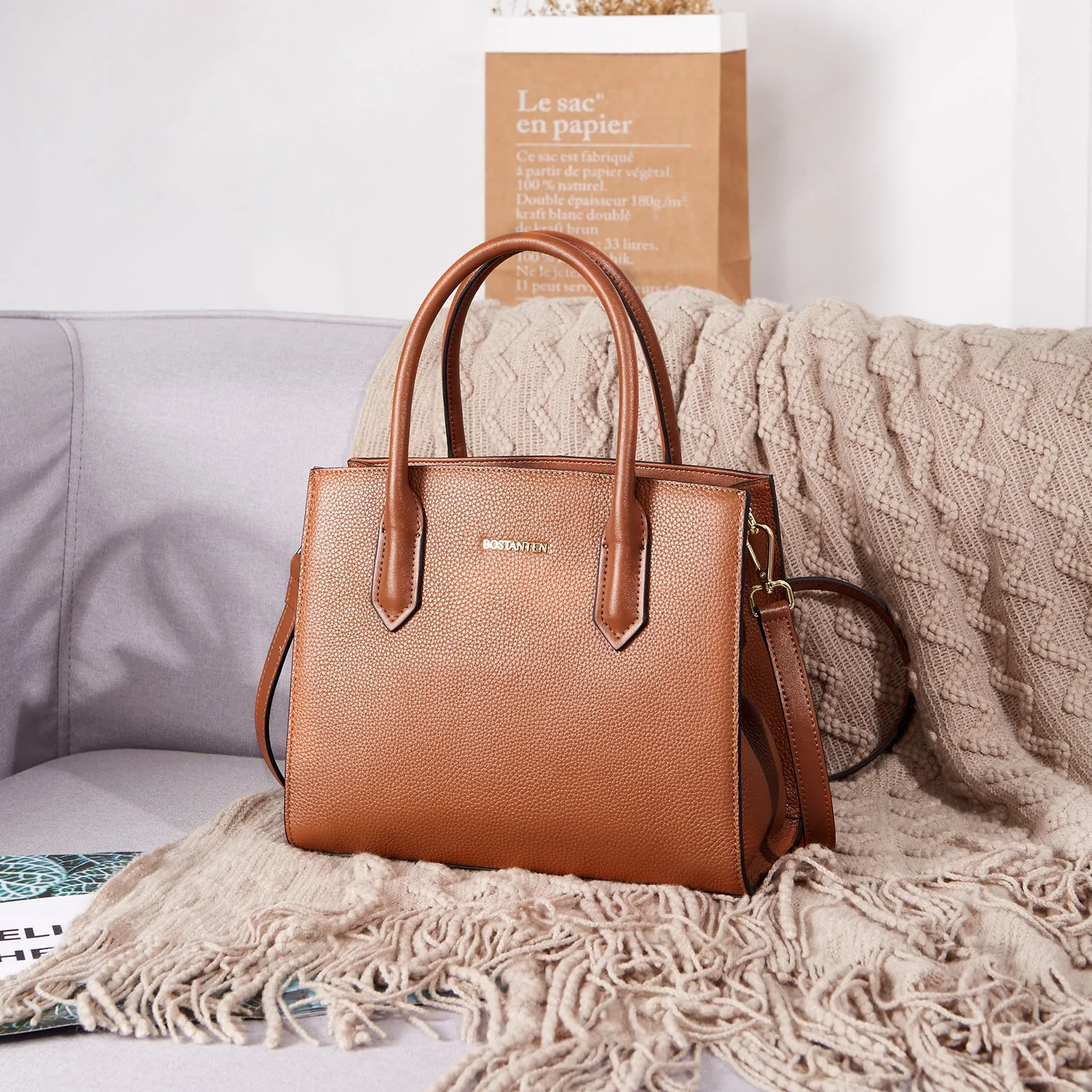 Machk Genuine Leather Tote Bag  — Handle Shoulder
